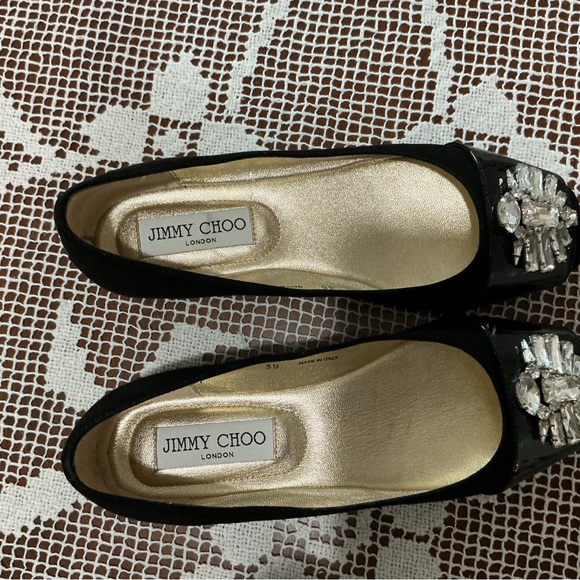 Jimmy Choo Black and Silver Embellished Flats - Picture 2 of 12